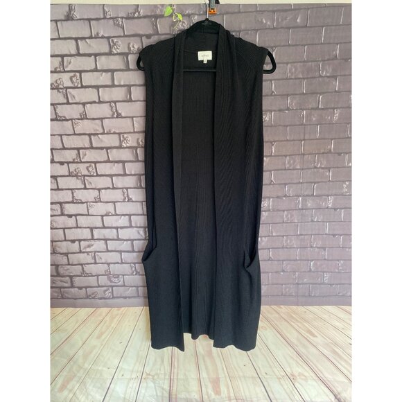Wilfred Long Sleeveless Cardigan With Pockets In Black S - Picture 1 of 4